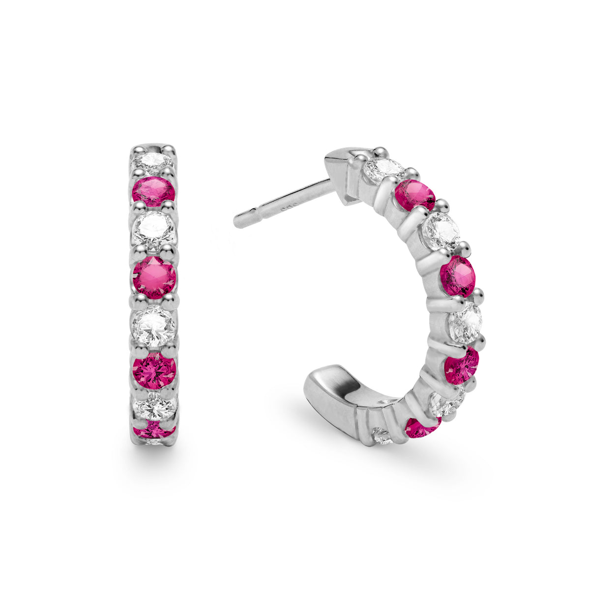 0.27 TCW Round Ruby Lab Made Diamond- July Birthstone Hoop Earrings 5