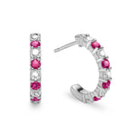 0.27 TCW Round Ruby Lab Made Diamond- July Birthstone Hoop Earrings 5
