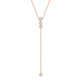 0.50 CT Round Moissanite Diamond Lariat Necklace in Solid Gold 3