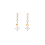 1.0 TCW Round & Princess Cut Moissanite Dangle Earrings in Gold 8