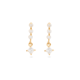 1.0 TCW Round & Princess Cut Moissanite Dangle Earrings in Gold 8