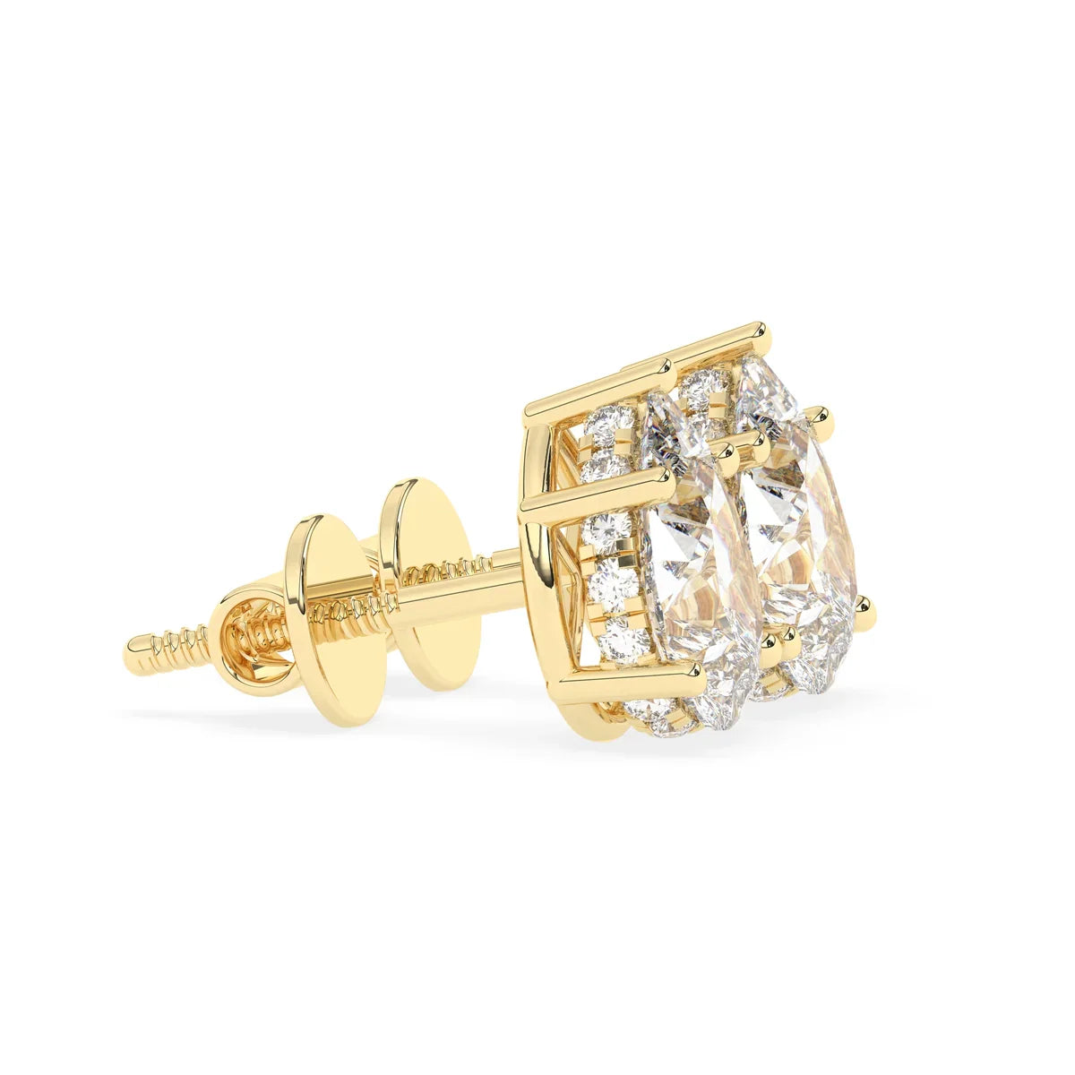 2.0 TCW Pear Cut Moissanite Hidden Halo Stud Earrings in Gold 5