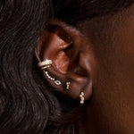0.50 TCW Round Cut Moissanite Cluster Huggies Earrings in Gold 14