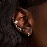 0.50 TCW Round Cut Moissanite Cluster Huggies Earrings in Gold 14