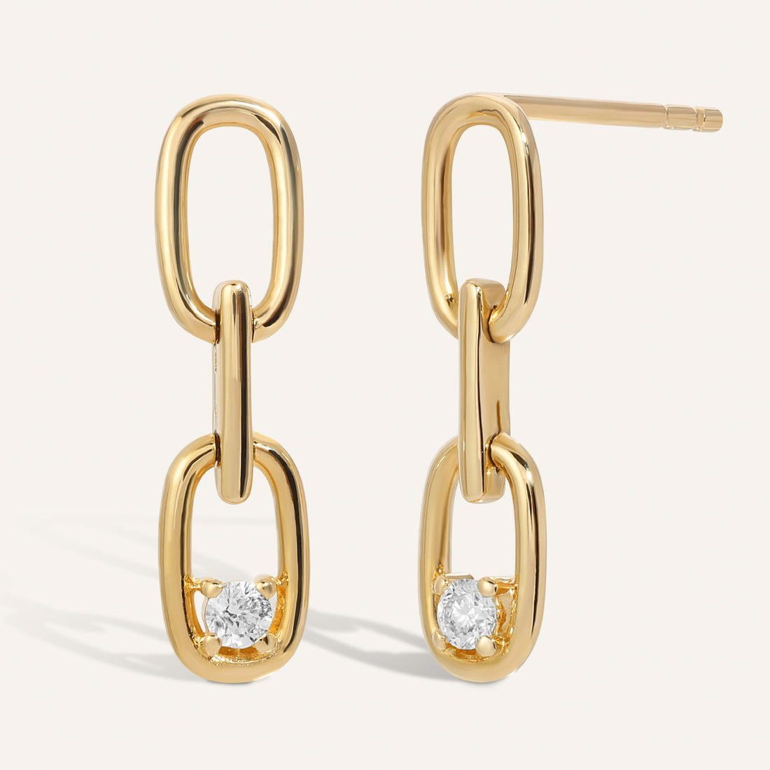 0.10 TCW Round Cut Moissanite Lined Up Drop Earrings in Gold 1