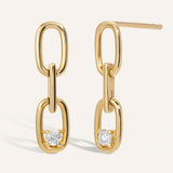 0.10 TCW Round Cut Moissanite Lined Up Drop Earrings in Gold 1