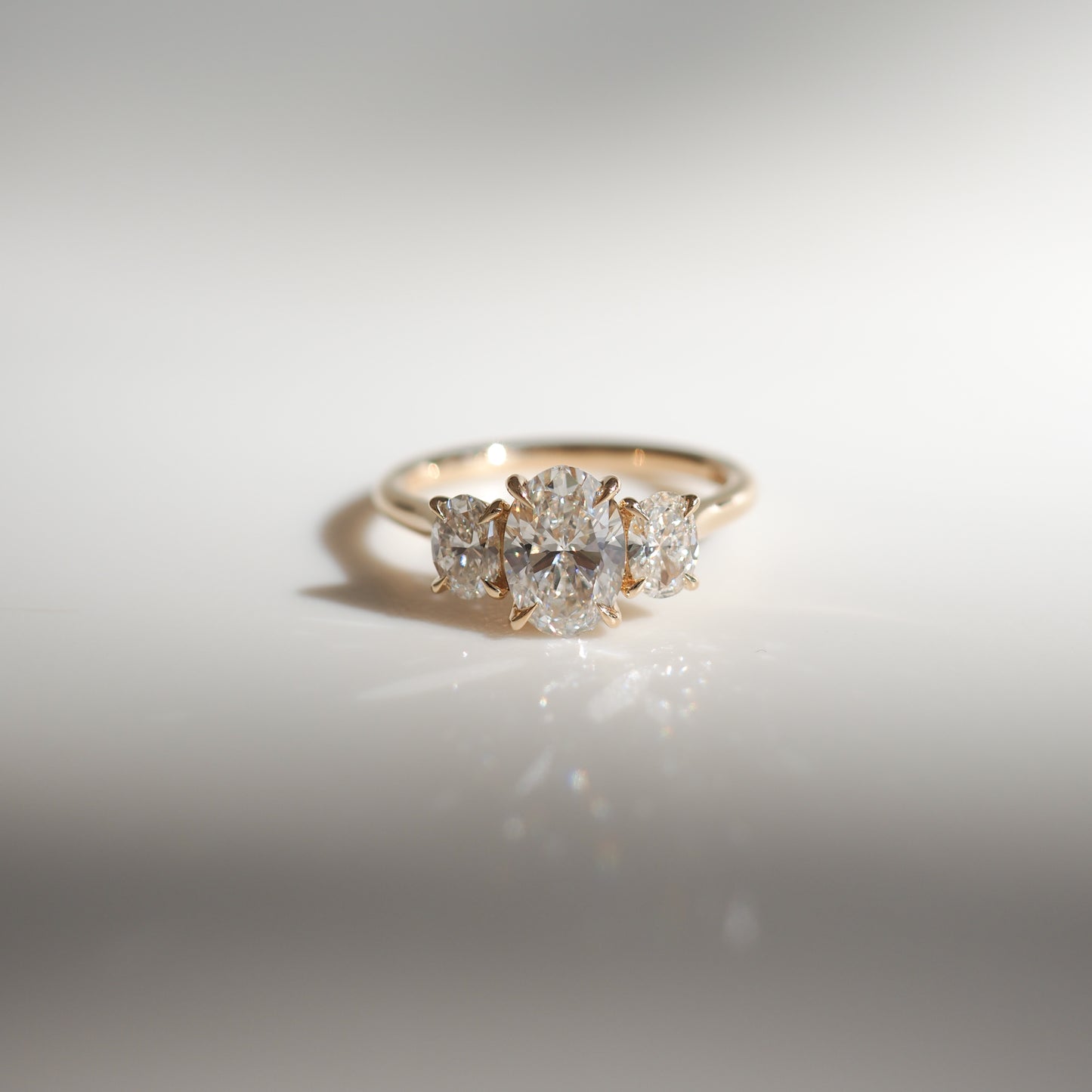 Stunning 1.5 CT Oval Moissanite Engagement Ring with Three Stone Design 1