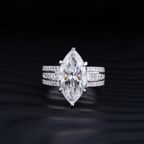 Stunning 6.0 CT Marquise Moissanite Engagement Ring with Triple Pave Design