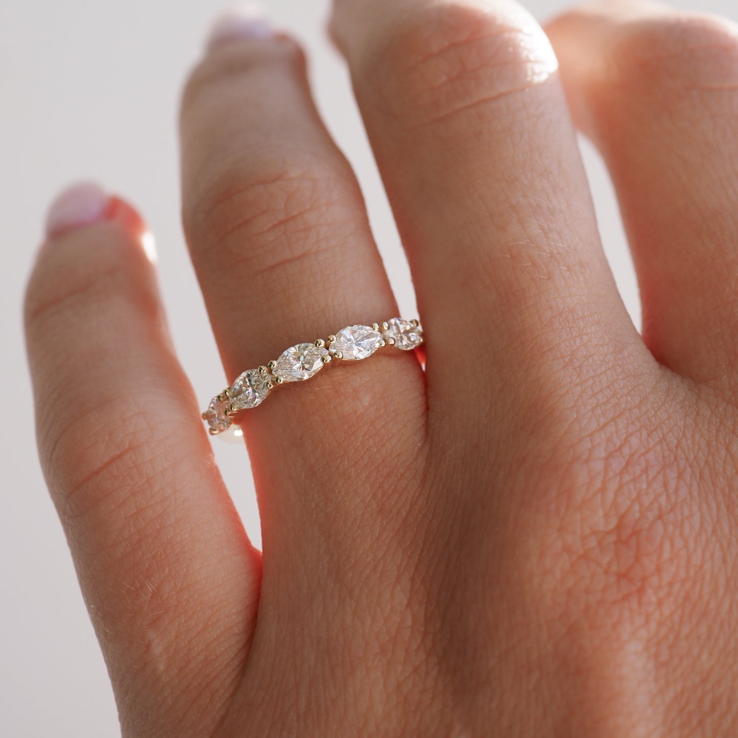 Stunning 1 TCW Marquise Moissanite Stones Half Eternity Wedding Bands 8