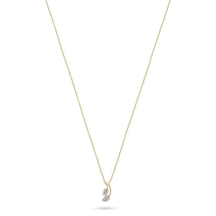 0.20 CT Round Moissanite Diamond Leaf Pendant Necklace in Solid Gold 2
