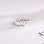 Stunning 1.0 - 2.0 CT Emerald Moissanite Engagement Ring with Hidden Halo Design 1