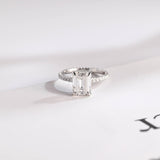 Stunning 1.0 - 2.0 CT Emerald Moissanite Engagement Ring with Hidden Halo Design 1