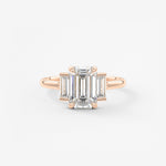 Emerald Three Stone Lab Grown Diamond Engagement Ring