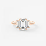 Emerald Three Stone Lab Grown Diamond Engagement Ring