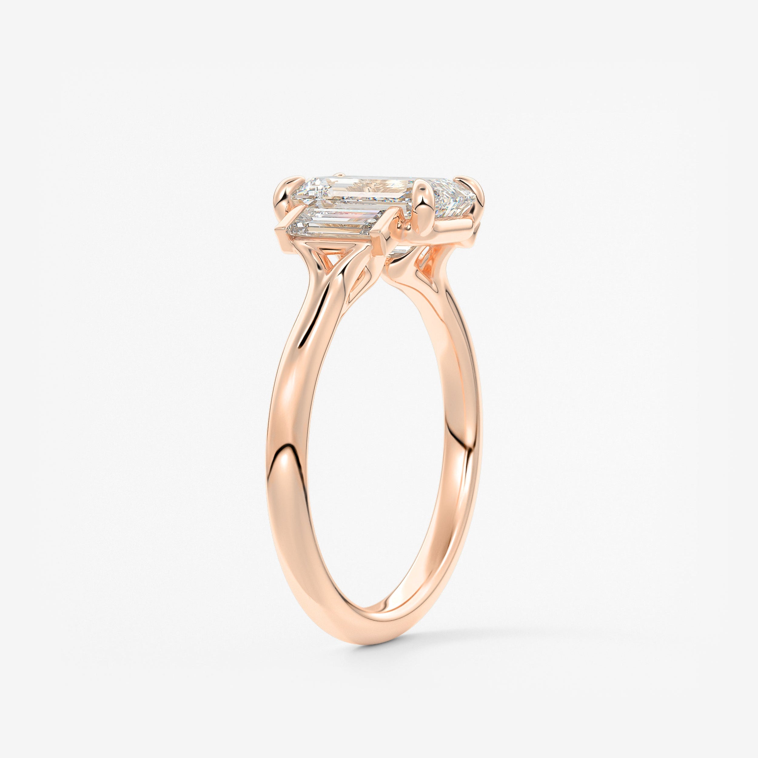 Emerald Three Stone Lab Grown Diamond Engagement Ring
