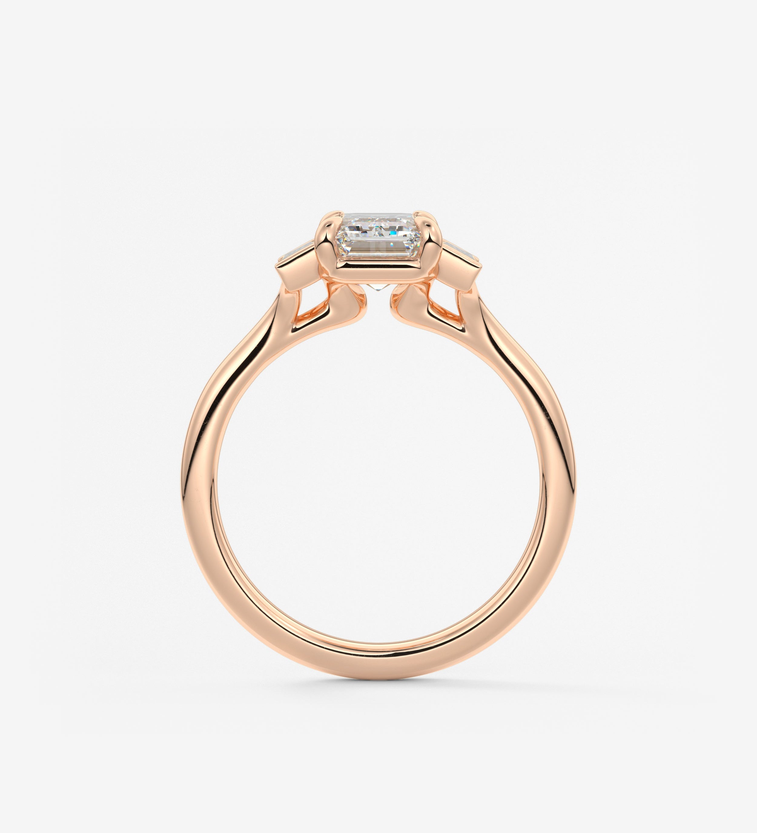 Emerald Three Stone Lab Grown Diamond Engagement Ring