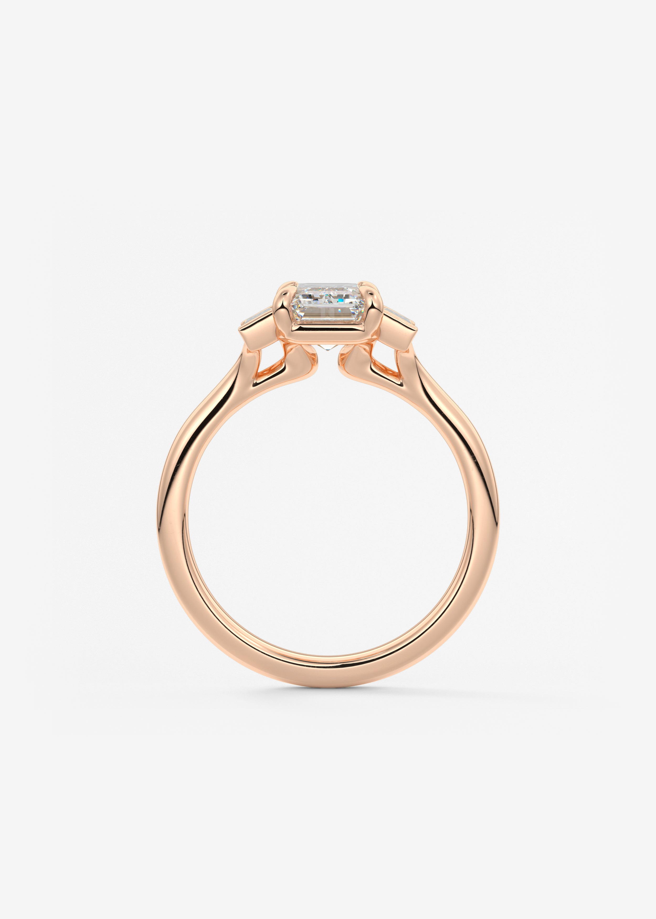 Emerald Three Stone Lab Grown Diamond Engagement Ring