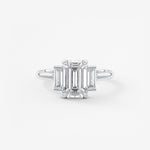 Emerald Three Stone Lab Grown Diamond Engagement Ring