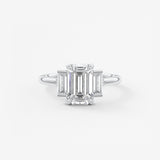 Emerald Three Stone Lab Grown Diamond Engagement Ring