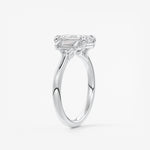 Emerald Three Stone Lab Grown Diamond Engagement Ring