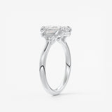 Emerald Three Stone Lab Grown Diamond Engagement Ring