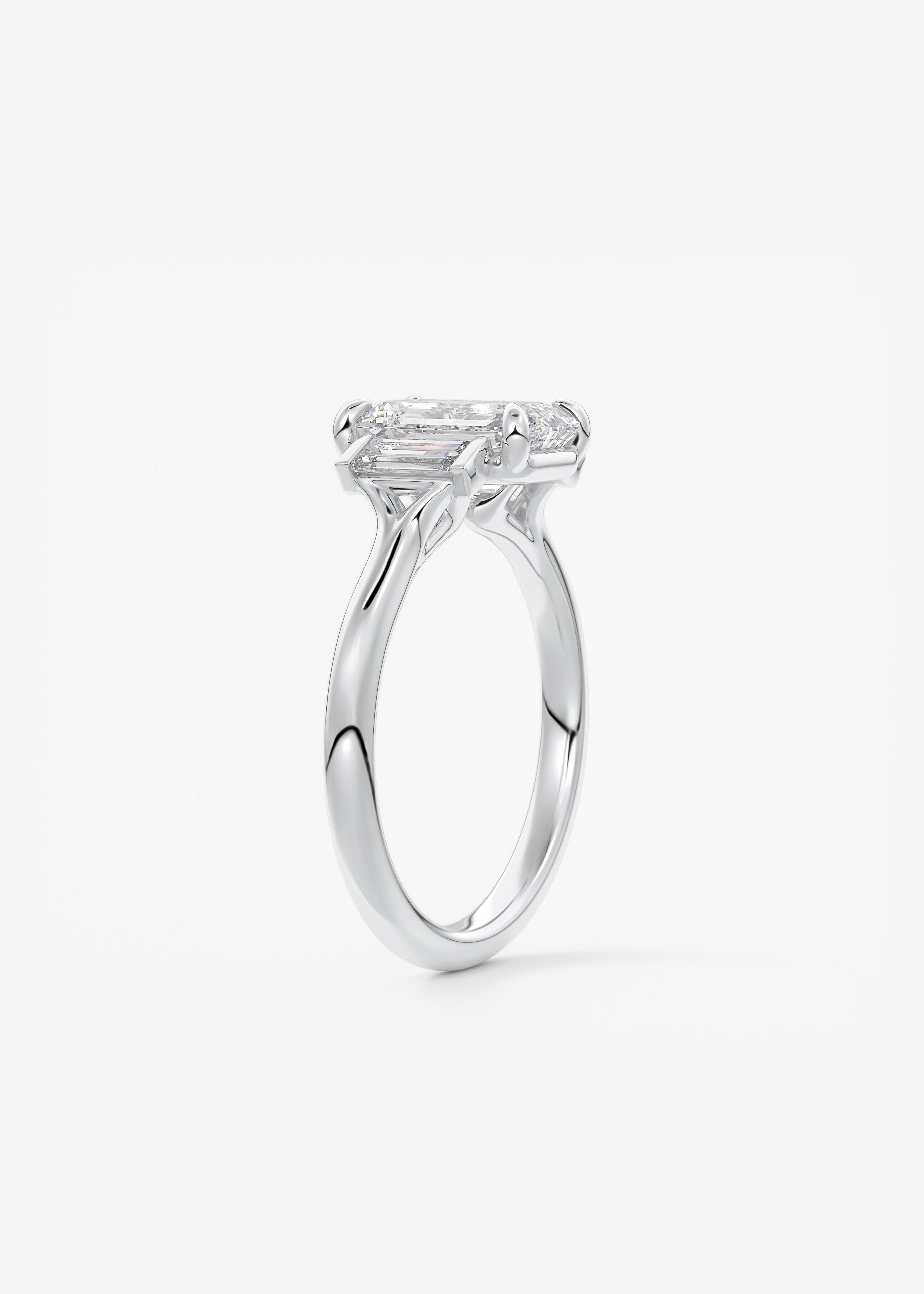 Emerald Three Stone Lab Grown Diamond Engagement Ring