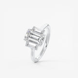 Emerald Three Stone Lab Grown Diamond Engagement Ring