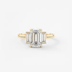 Emerald Three Stone Lab Grown Diamond Engagement Ring