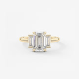 Emerald Three Stone Lab Grown Diamond Engagement Ring
