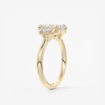 Emerald Three Stone Lab Grown Diamond Engagement Ring