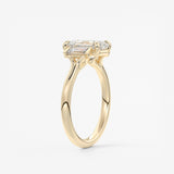 Emerald Three Stone Lab Grown Diamond Engagement Ring