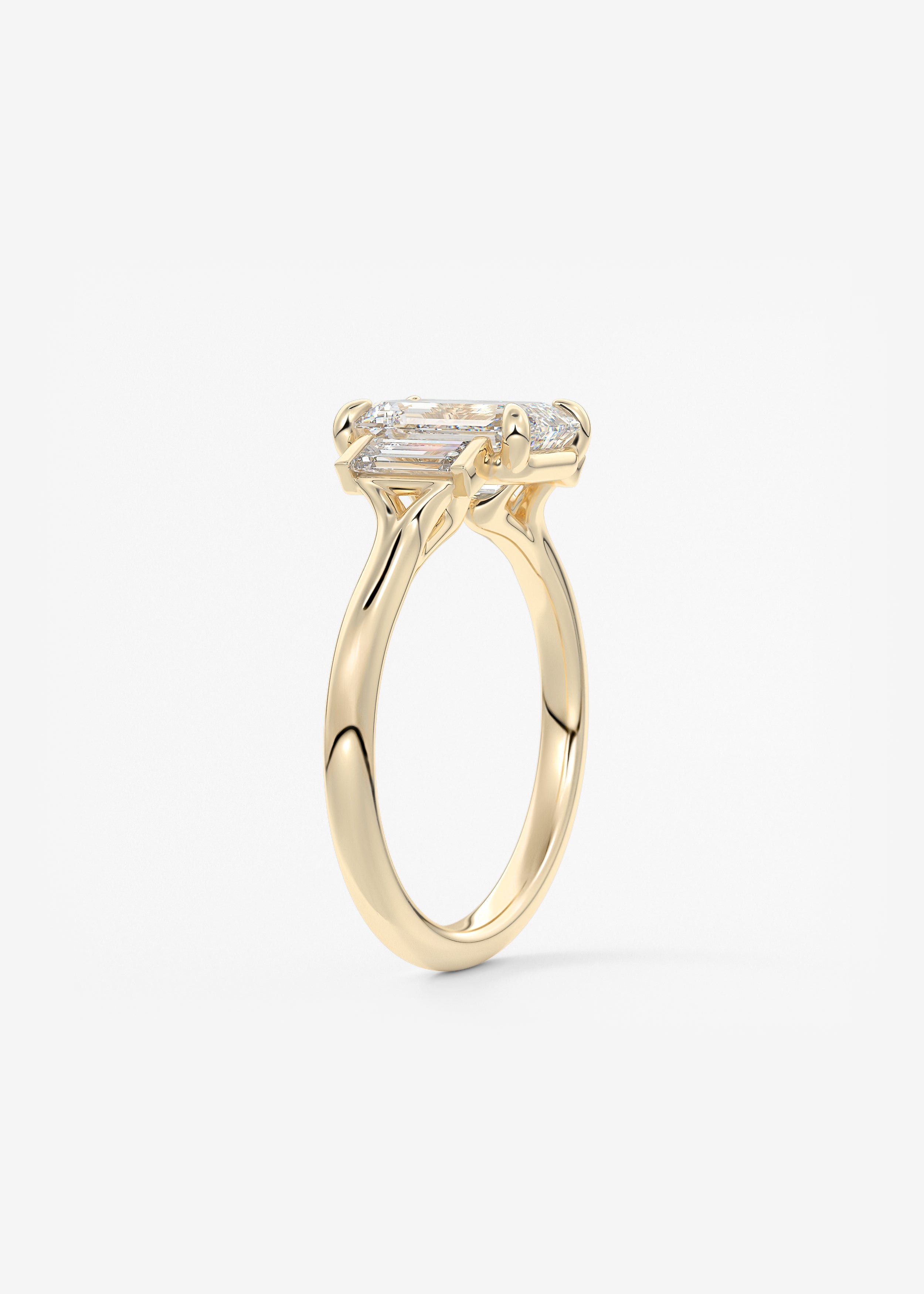 Emerald Three Stone Lab Grown Diamond Engagement Ring