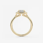 Emerald Three Stone Lab Grown Diamond Engagement Ring