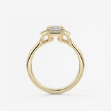Emerald Three Stone Lab Grown Diamond Engagement Ring