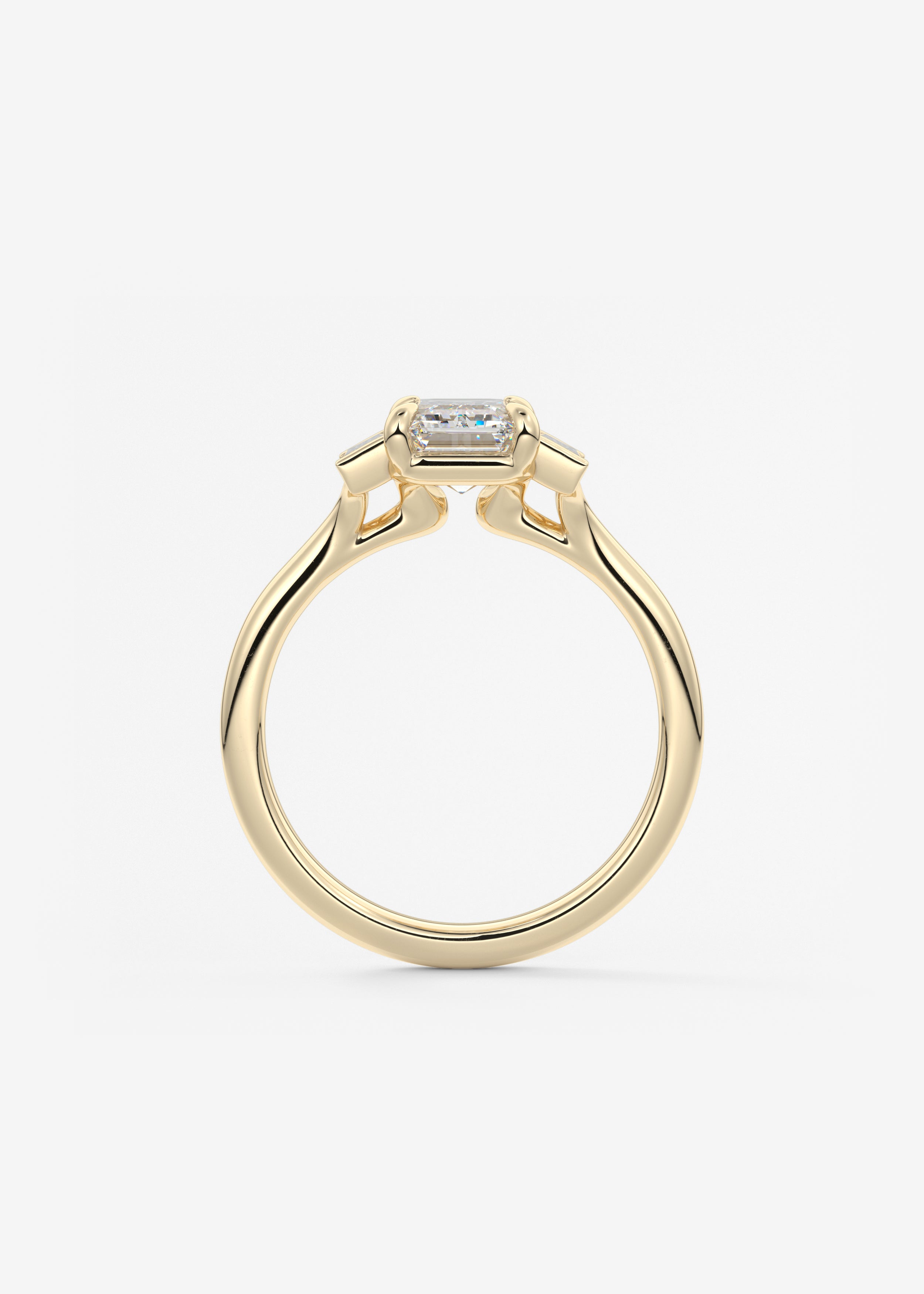 Emerald Three Stone Lab Grown Diamond Engagement Ring