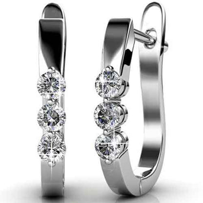 Round Cut Cubic Zirconia in 925 Sterling Silver Earrings 1
