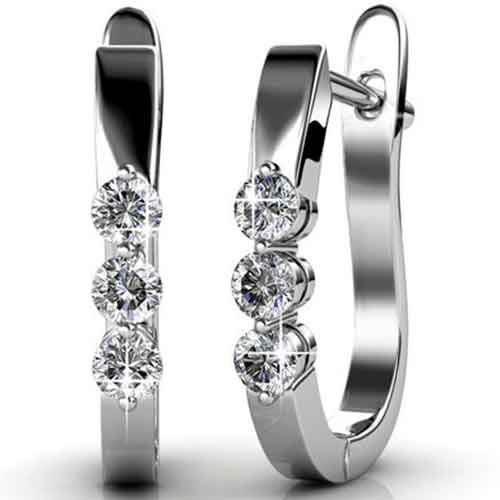 Round Cut Cubic Zirconia in 925 Sterling Silver Earrings 1