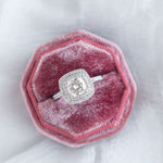 Stunning 1.0 CT Cushion Moissanite Engagement Ring with Double Halo and Pave Design 10