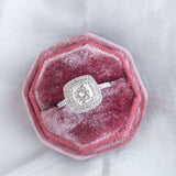Stunning 1.0 CT Cushion Moissanite Engagement Ring with Double Halo and Pave Design 10