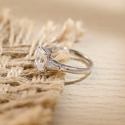 Stunning 3.0 CT Radiant Moissanite Engagement Ring with 3 Stones Design 7