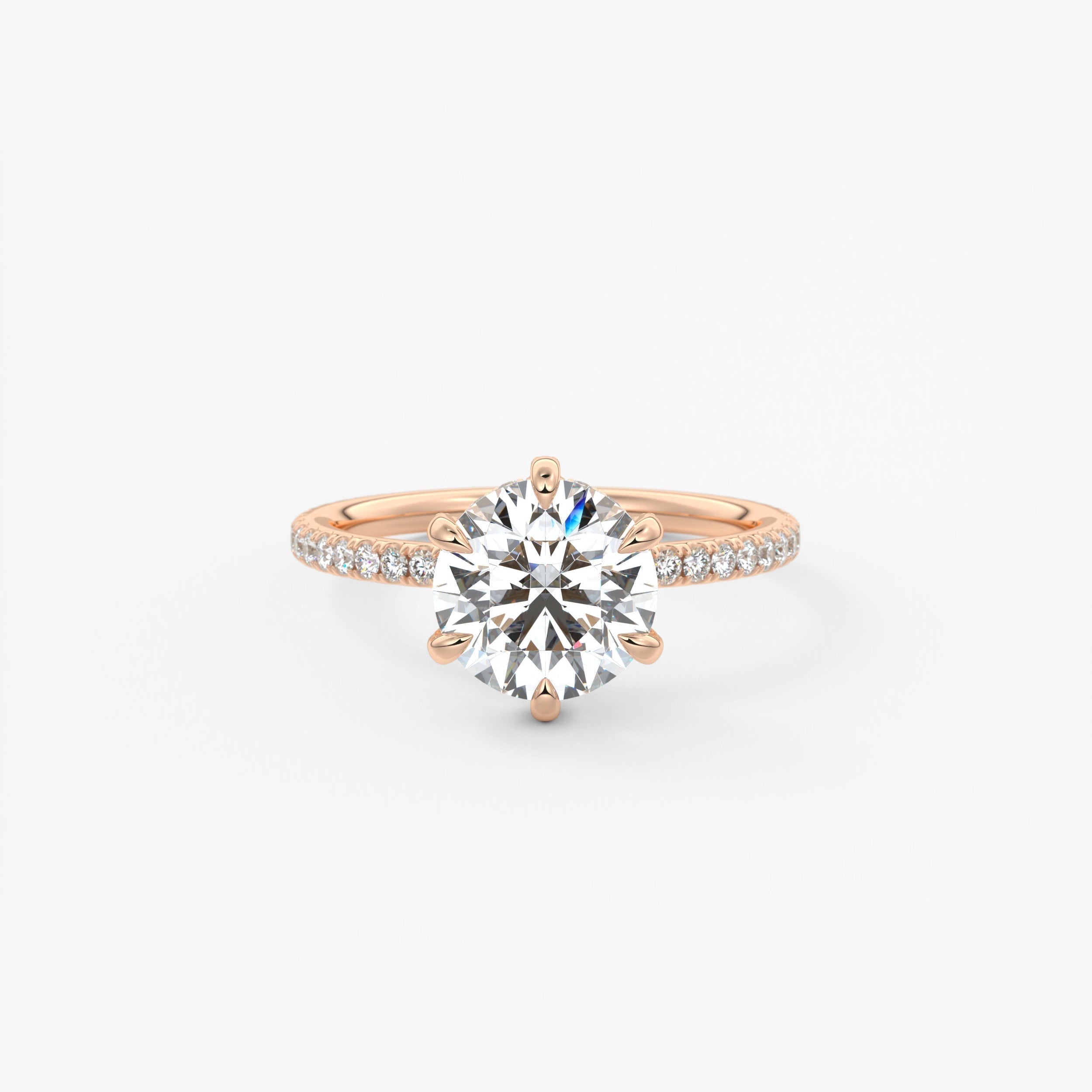 Round Pave Lab Grown Diamond Engagement Ring