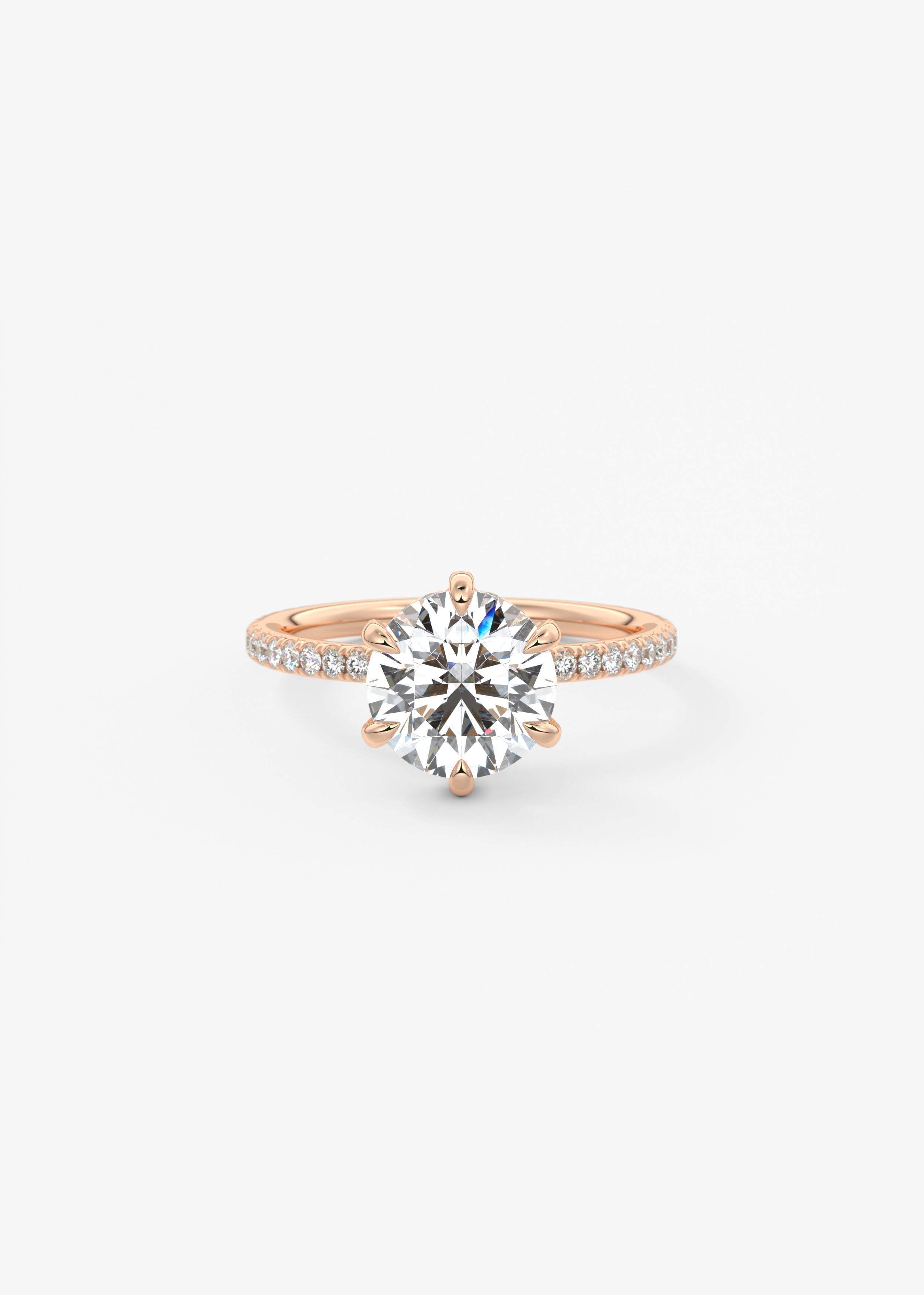 Round Pave Lab Grown Diamond Engagement Ring