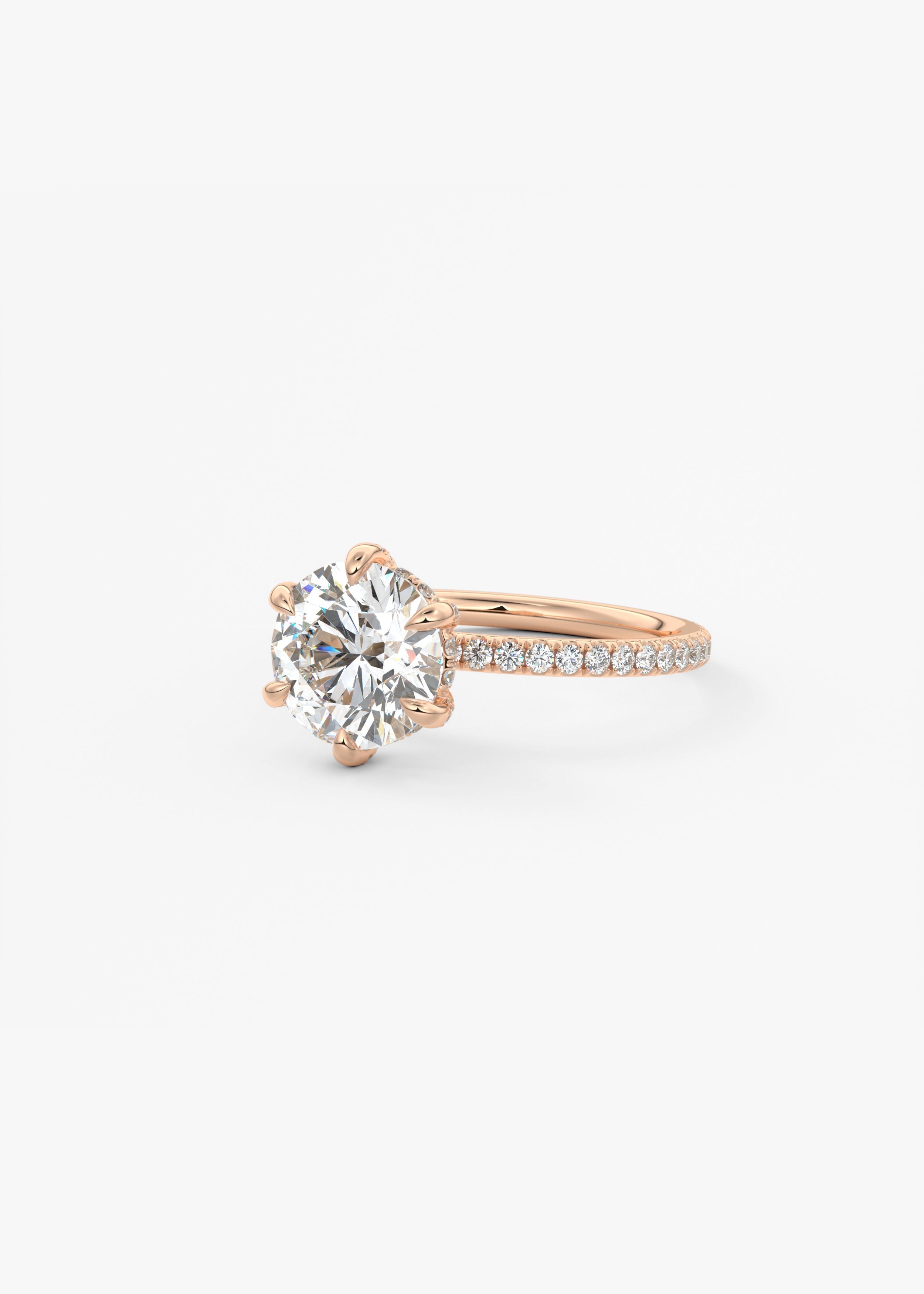 Round Pave Lab Grown Diamond Engagement Ring