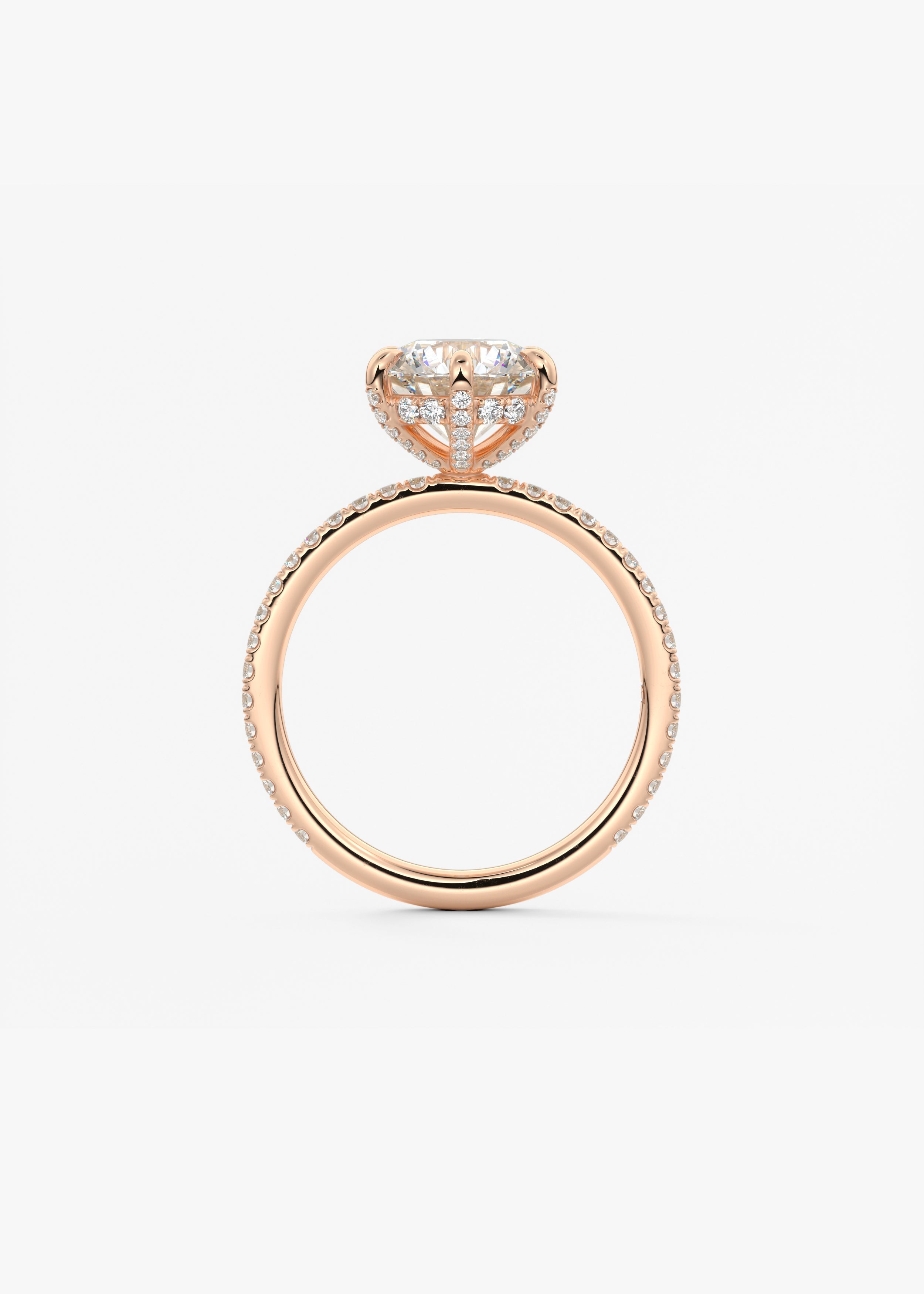 Round Pave Lab Grown Diamond Engagement Ring