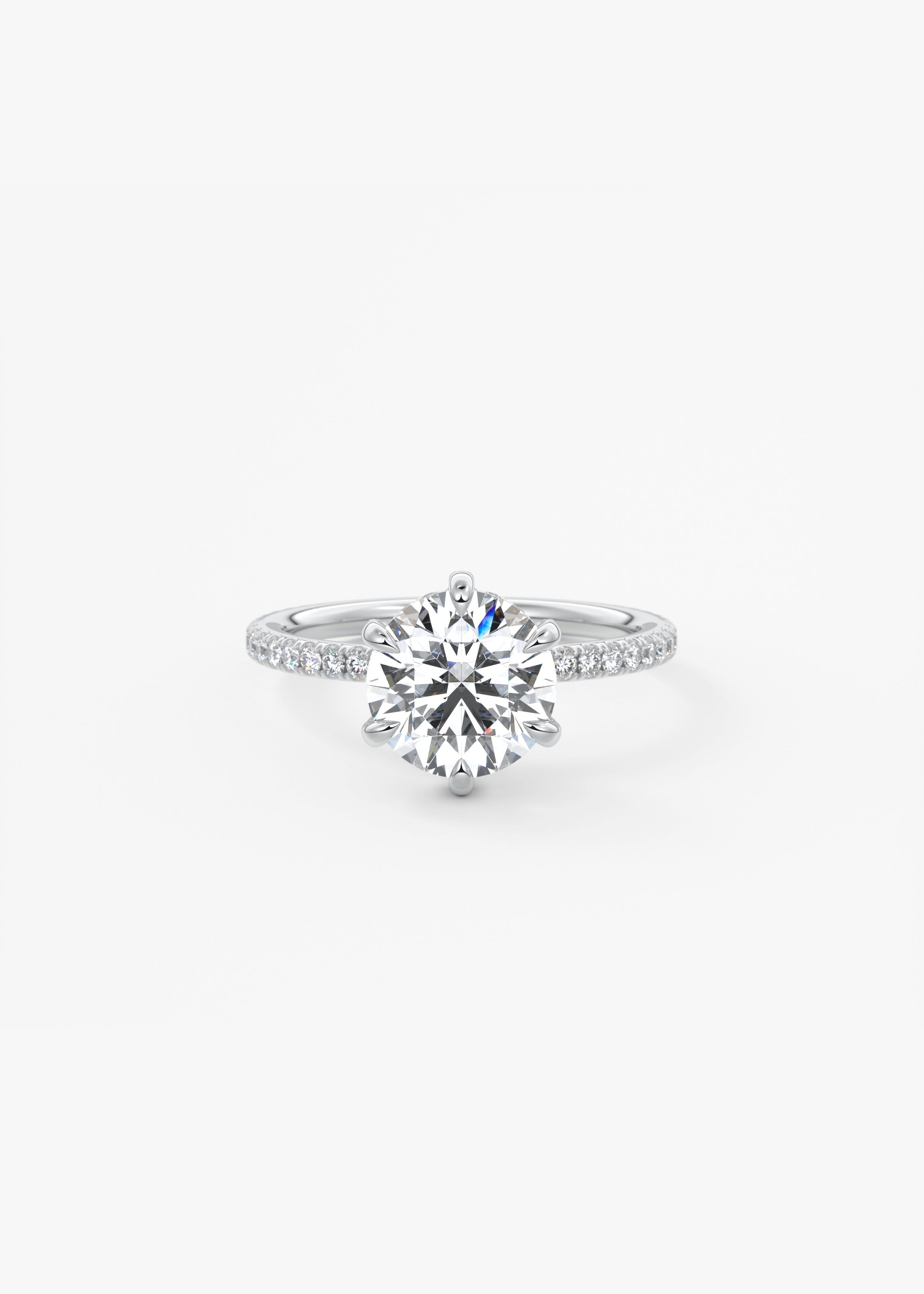 Round Pave Lab Grown Diamond Engagement Ring