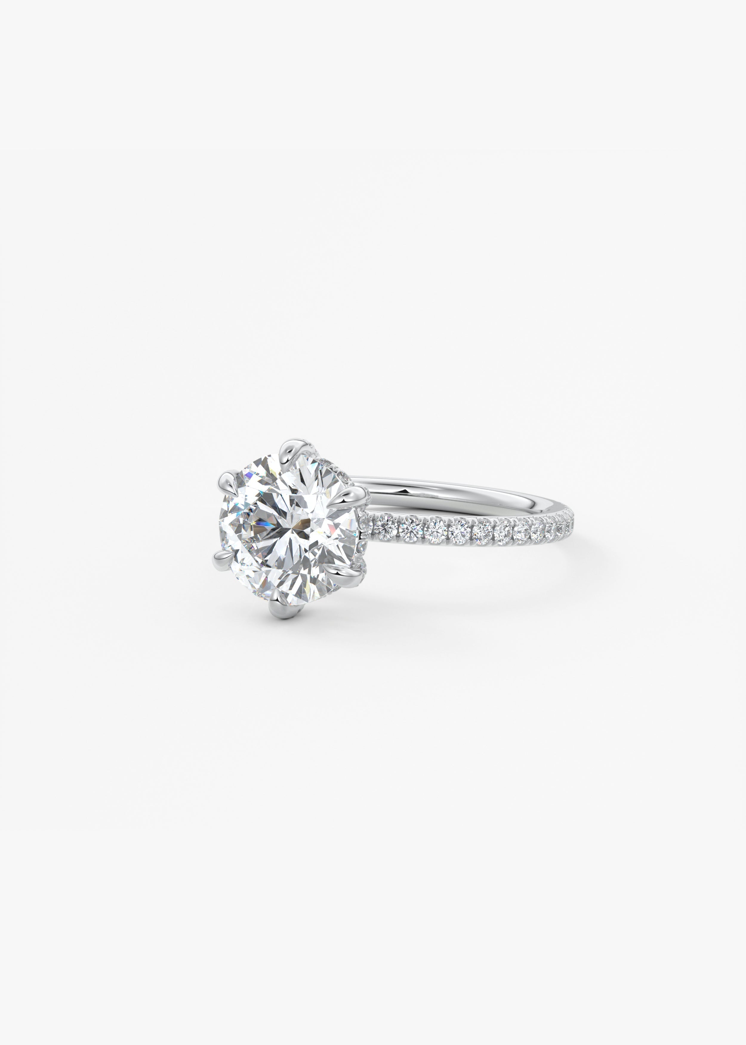 Round Pave Lab Grown Diamond Engagement Ring