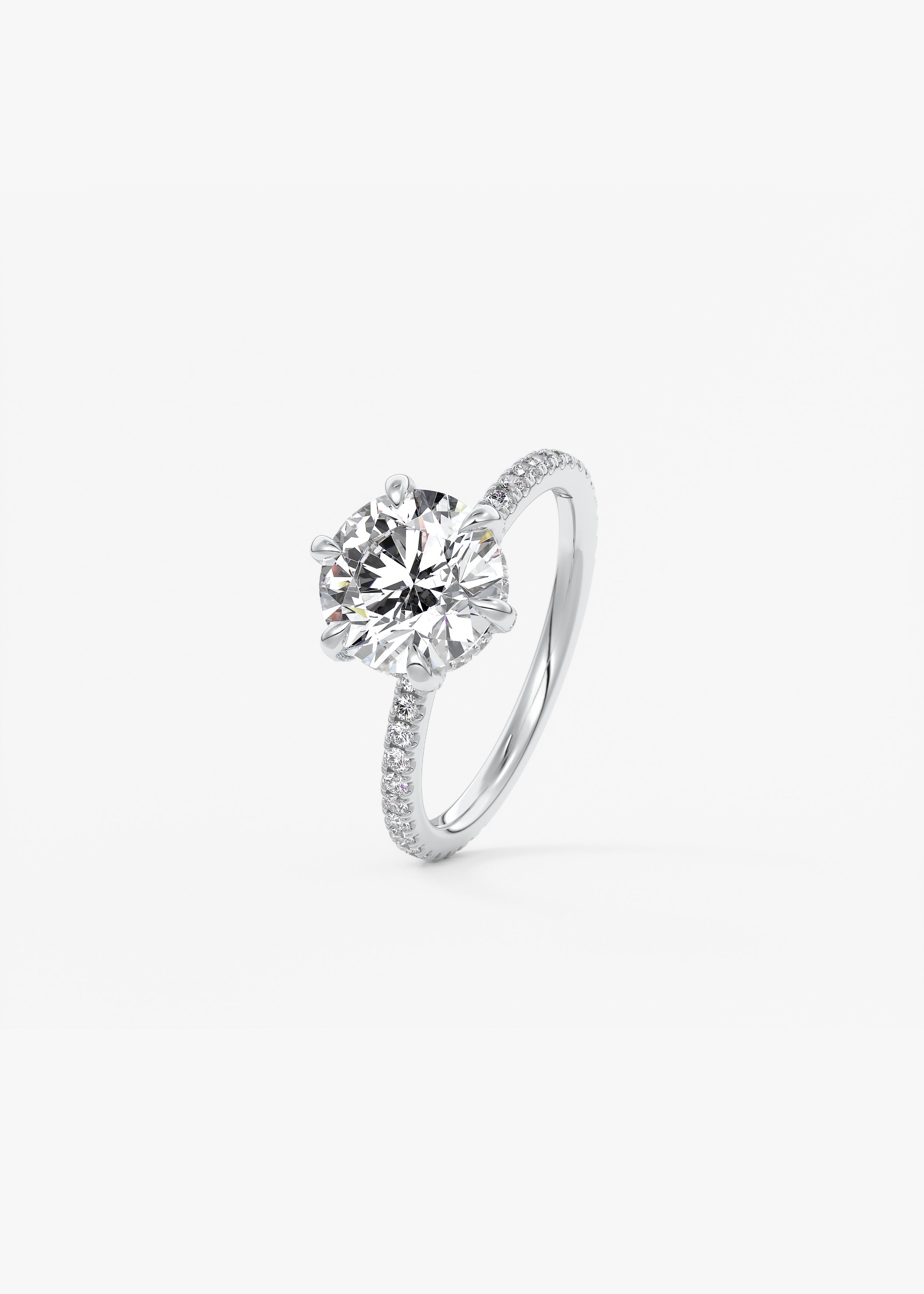 Round Pave Lab Grown Diamond Engagement Ring