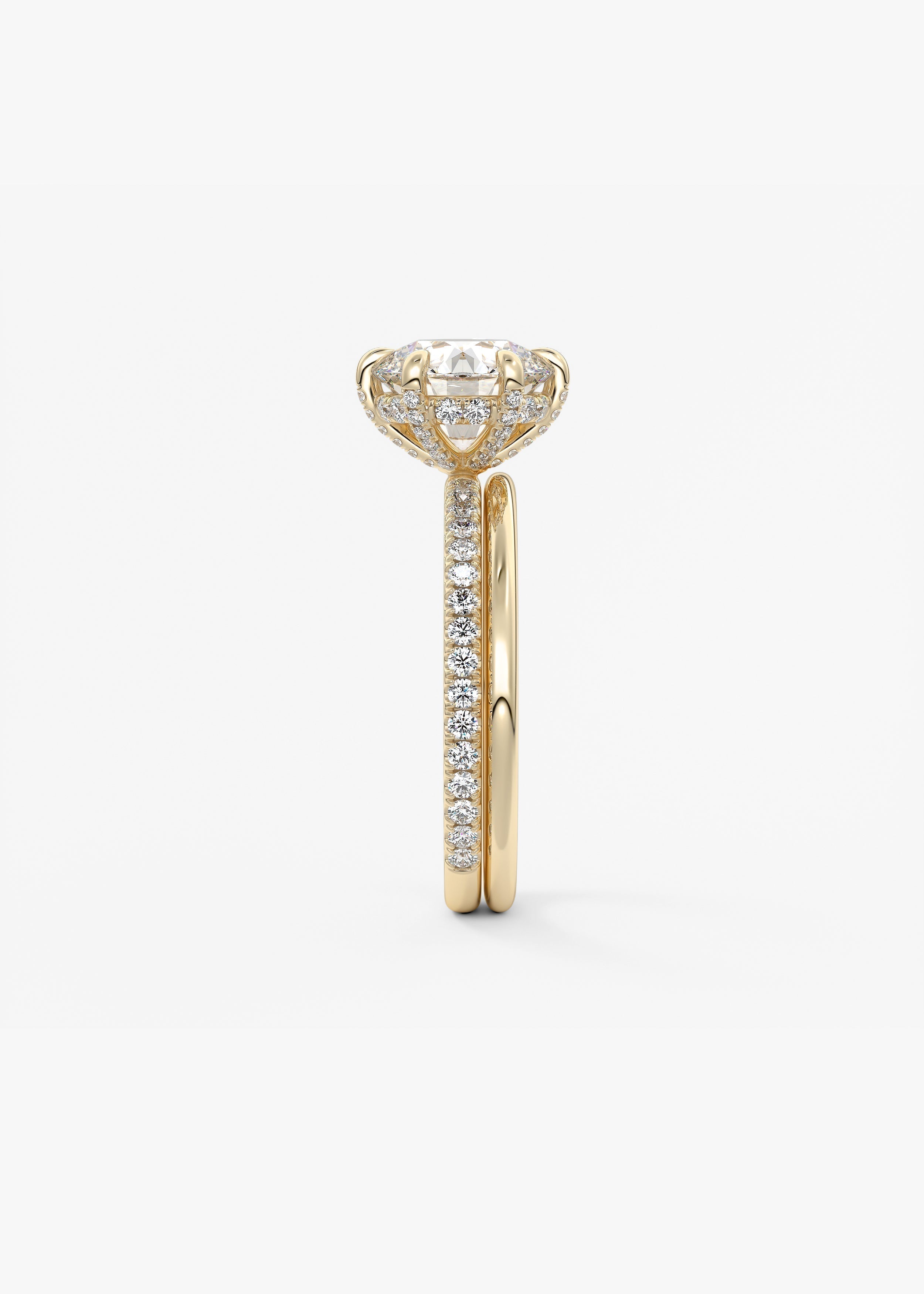 Round Pave Lab Grown Diamond Engagement Ring