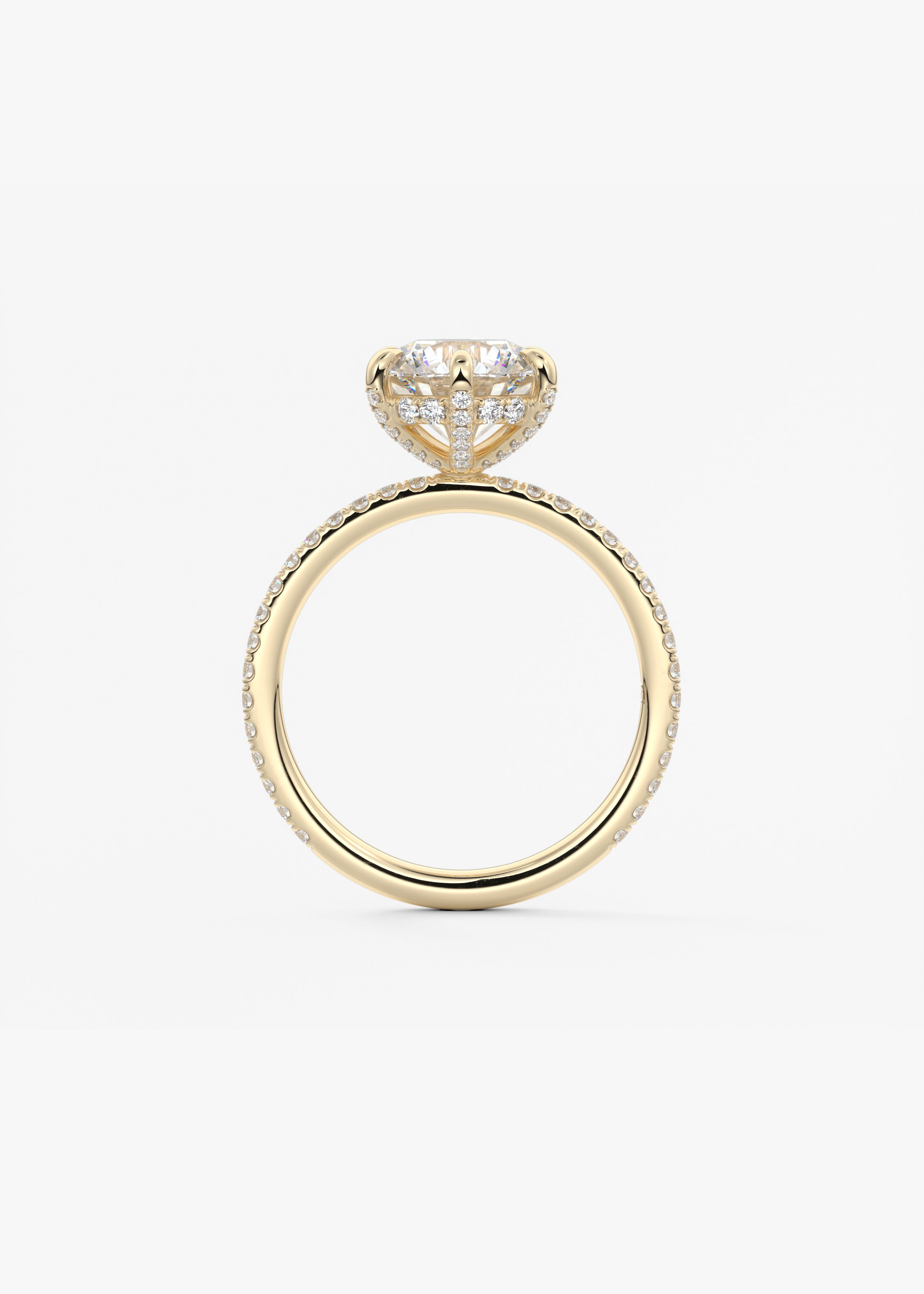 Round Pave Lab Grown Diamond Engagement Ring