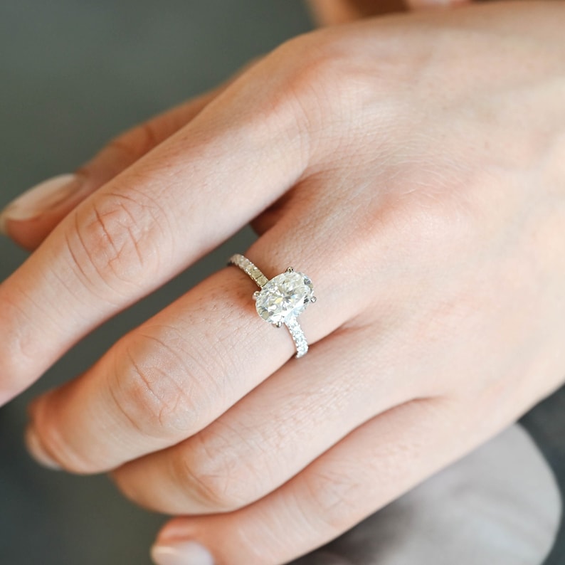 Stunning 2.5 CT Oval Moissanite Engagement Ring with Pave Design 6